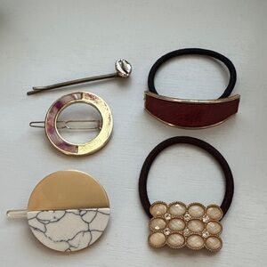 Elegant Gold and Red Hair Accessories Set